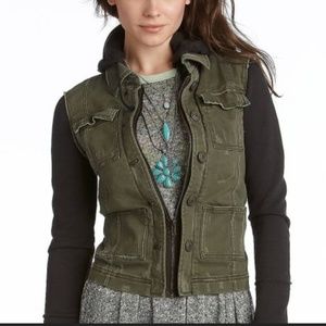Free People green hooded twill jacket